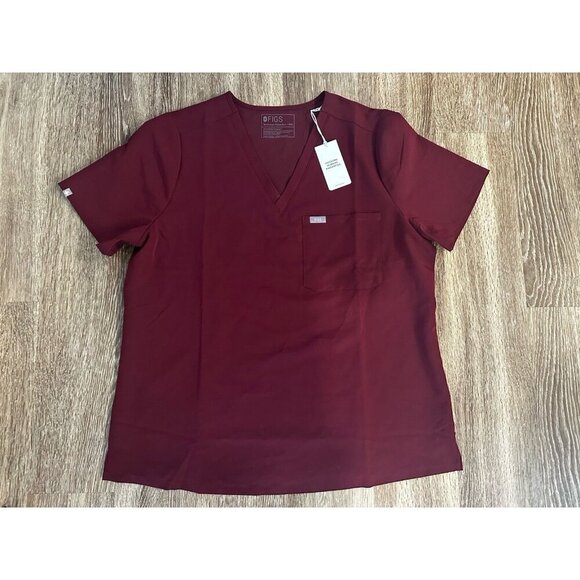 Figs NWT Catarina One-Pocket Scrub Top in Burgundy Size 2XL - Picture 2 of 5